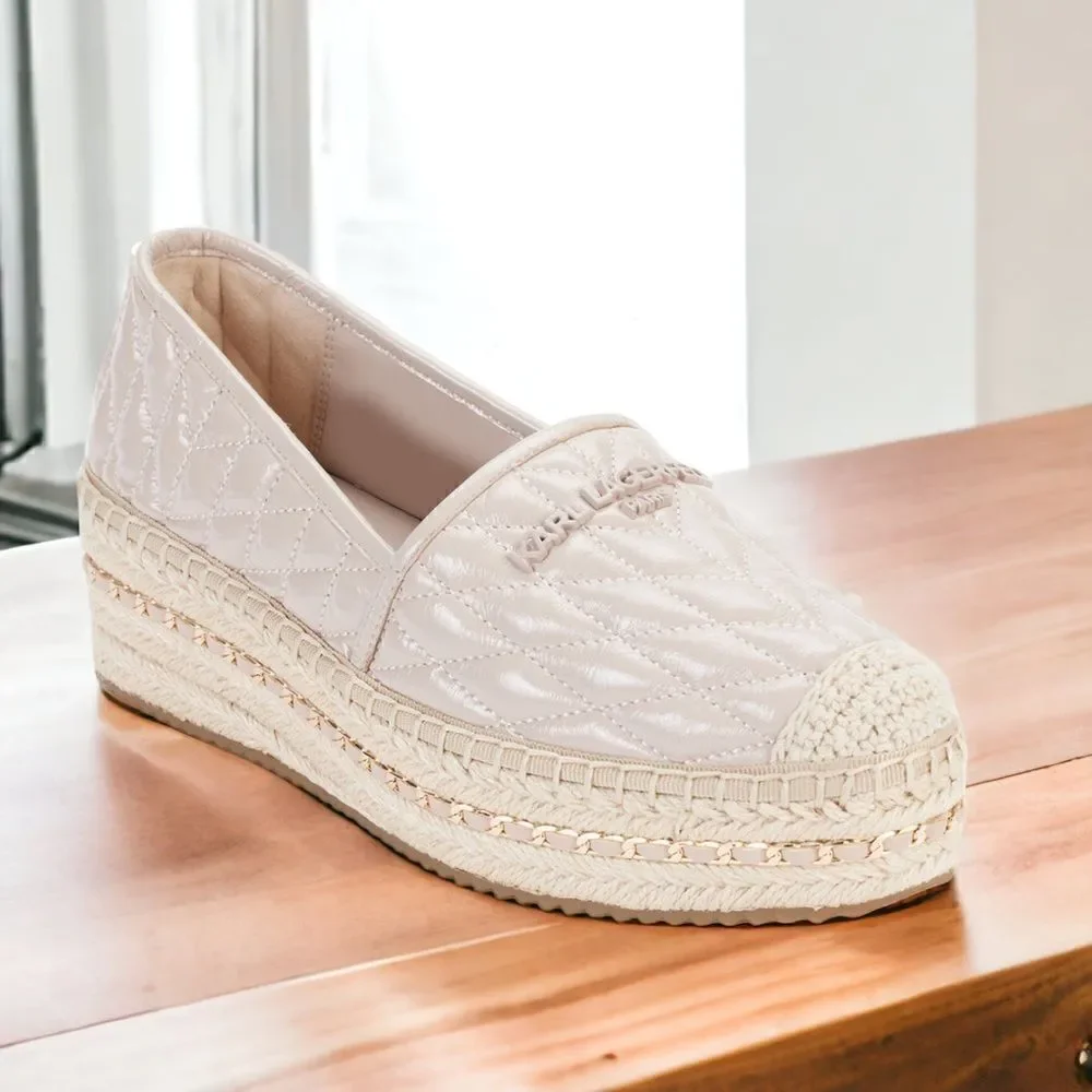 KARL LAGERFELD PARIS Women's Desta Slip-On Espadrille Platform Flats in Size 9.5